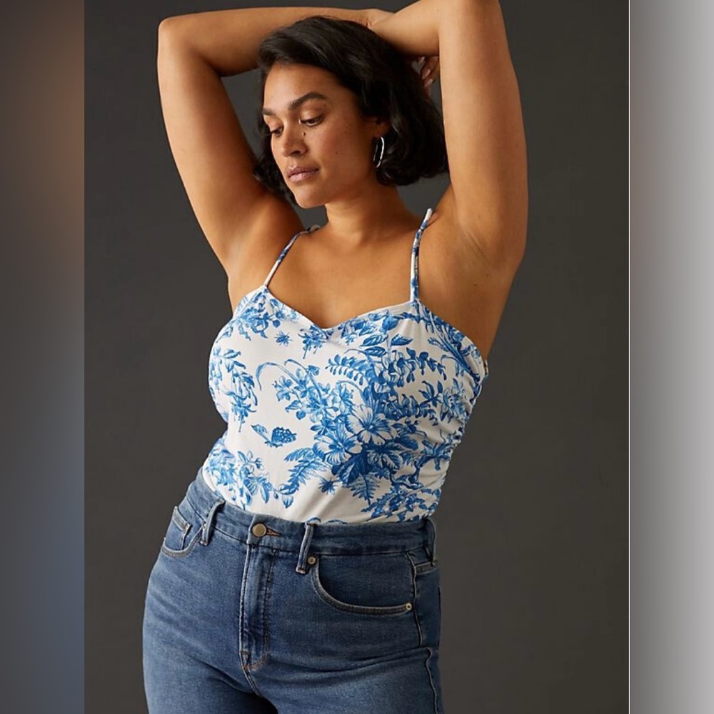 Anthropologie Maeve Shirred Tie-shoulder Tank. Size L. NWT.
